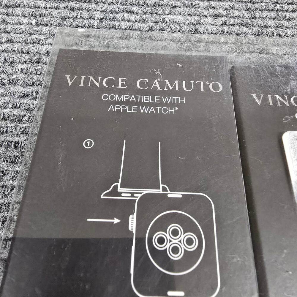 Vince Camuto Apple Watch Band 3 Pack 42 44 45mm Leather Silicone Steel NIB - Picture 6 of 7